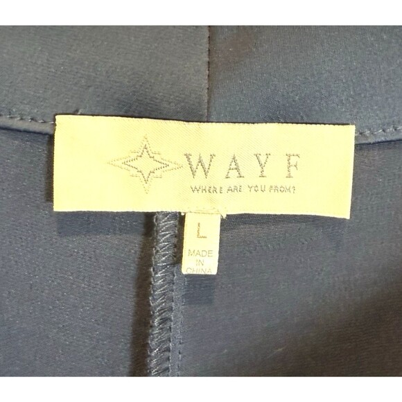 WAYF Pantsuit 2 Piece Satin Crop Tie Top Wide Leg Pants Navy Blue Large - Picture 11 of 14
